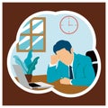 Stress people adult male sad and problem work vector illustration