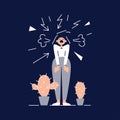 Stress, pressure, panic vector illustration. Screaming woman is surrounded by stress factors icons. Psychology, Mental