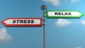 Stress - Relax street signs - 3D rendering illustration