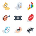 Stress relief icons set, isometric style