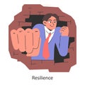 Stress resilience. Determined male employee breaking through challenges