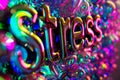 Stress Text in Psychedelic Liquid Metallic Texture Royalty Free Stock Photo