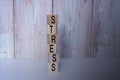 Stress text on wooden block or cubes