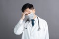 Stress and tired young Doctor Wear Medical Mask Royalty Free Stock Photo