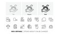 Stress, Victory and Fake news line icons. For web app, printing. Line icons. Vector