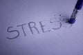 Stress word erased by pencil eraser.