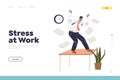 Stress at work concept for landing page with furious businessman angry and stressed