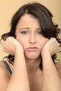 Stressed Anxious Bored Upset Young Woman Portrait Royalty Free Stock Photo