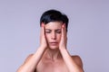 Stressed anxious woman with a headache Royalty Free Stock Photo