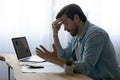 Stressed anxious young man having financial problems. Royalty Free Stock Photo