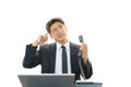 Stressed Asian businessman Royalty Free Stock Photo
