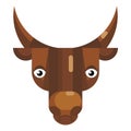 Stressed bull face emoji, upset cow icon isolated emotion sign