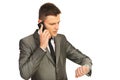 Stressed business man by phone mobile Royalty Free Stock Photo