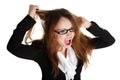 Stressed business woman is going crazy Royalty Free Stock Photo