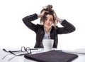 Stressed business woman pulling her hair Royalty Free Stock Photo