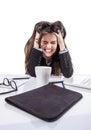 Stressed business woman pulling her hair Royalty Free Stock Photo