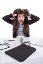 Stressed business woman screaming and pulling hair Royalty Free Stock Photo