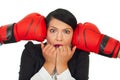 Stressed business woman under pressure Royalty Free Stock Photo