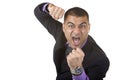 Stressed Businessman is angry and shows fists Royalty Free Stock Photo