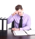 Stressed businessman at desk Royalty Free Stock Photo