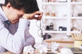 Stressed businessman with glasses Royalty Free Stock Photo