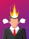 Stressed businessman with hair on fire. Royalty Free Stock Photo