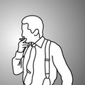 Stressed businessman with suspenders or braces smoking vector il