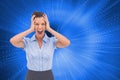 Stressed businessswoman with hand on her head