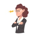 Stressed Businesswoman with Folded Hands, Female Office Worker Working Hard Solving Business Problems Vector