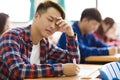 Stressed college student for exam Royalty Free Stock Photo