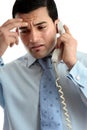 Stressed depressed man businessman on phone