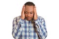 stressed depressed man holding head with hands looking down Royalty Free Stock Photo