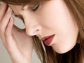 Stressed Depressed Young Woman Holding Her Head Royalty Free Stock Photo