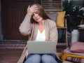 Stressed forgetful middle aged woman at home Royalty Free Stock Photo