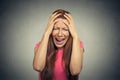 Stressed frustrated woman yelling screaming Royalty Free Stock Photo