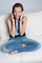 Stressed girl on the phone Royalty Free Stock Photo