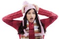 Stressed girl wearing winter fashion Royalty Free Stock Photo