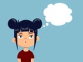 Puzzled Girl Thinking Feeling Sad Vector Cartoon Illustration Royalty Free Stock Photo