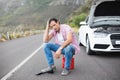 Stressed man after a car breakdown Royalty Free Stock Photo