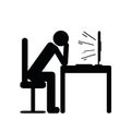 Stressed man at computer pictogram