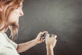 Stressed man playing on pad Royalty Free Stock Photo