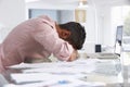 Stressed Man Working At Laptop In Home Office Royalty Free Stock Photo