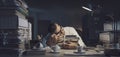 Stressed office worker sleeping at his desk Royalty Free Stock Photo