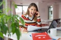 Stressed out business woman screaming on the phone Royalty Free Stock Photo