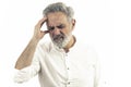 Stressed out middle-aged man headache overworked and exhausted closeup Royalty Free Stock Photo