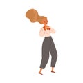 Stressed panicked female employee, office worker vector illustration