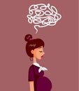 Stressed Pregnant Woman feeling Anxious Vector Illustration