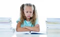 Stressed school girl feeling frustrated and unable to concentrate in her studies Royalty Free Stock Photo