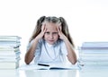 Stressed school girl feeling frustrated and unable to concentrate in her studies Royalty Free Stock Photo