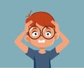 Desperate Little Boy Feeling Stressed and Exasperated Vector Illustration Royalty Free Stock Photo